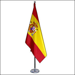 Banderín de Sobremesa de la Bandera de España sin Escudo en Raso